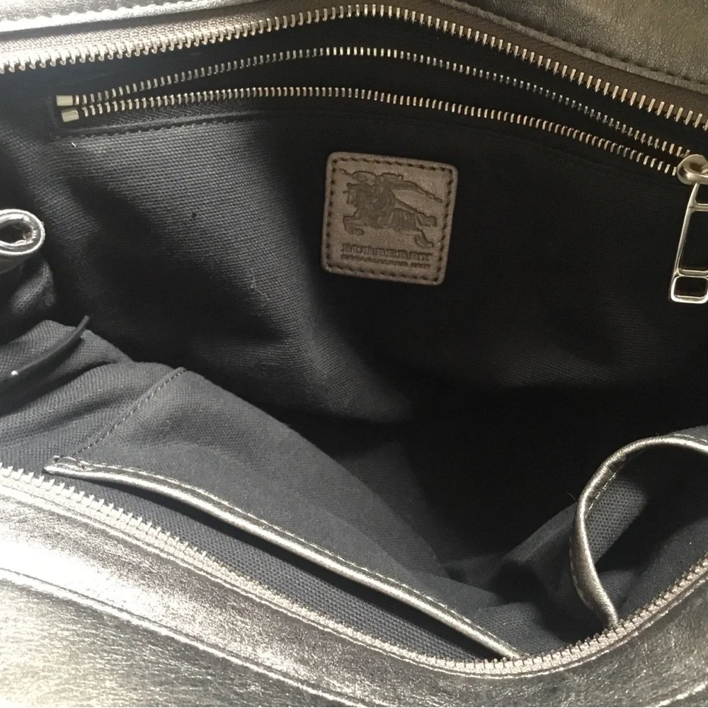Authentic BURBERRY Gray Shimmer Check “Pilgrim” Satchel Crossbody - EUC